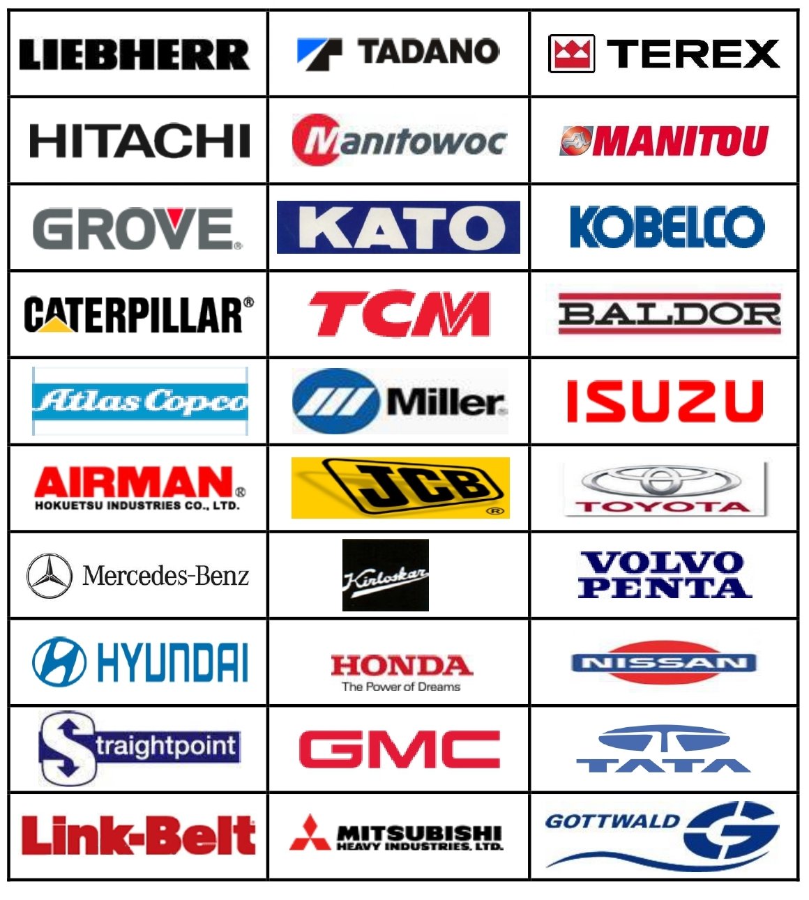 Available brands logos